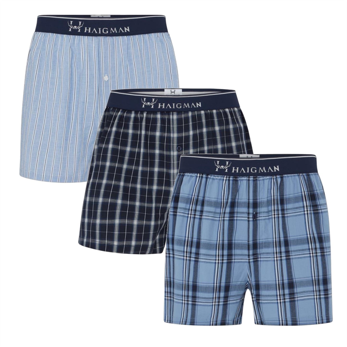 Haigman Mens 3 Pack Cotton Boxer Shorts