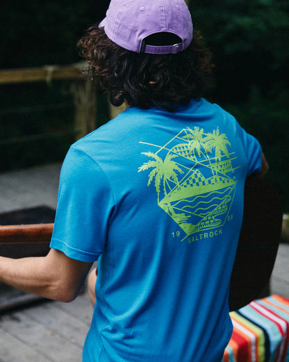 GEO PALMS SOLID - S/S TEE BLUE