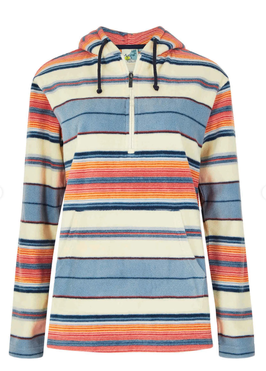 Lana 1/4 Zip Stripe Microfleece Hoodie Ecru