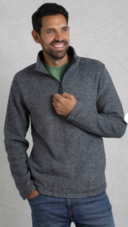 Laramie Eco 1/4 Zip Snow Marl Fleece Navy