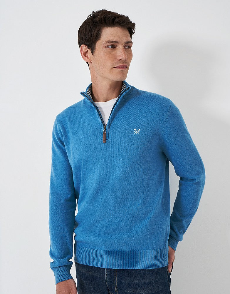 ORGANIC CLASSIC 1/2 ZIP KNIT  SKY