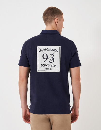 Short Sleeve Crew Patch Rugby Shirt in Navy