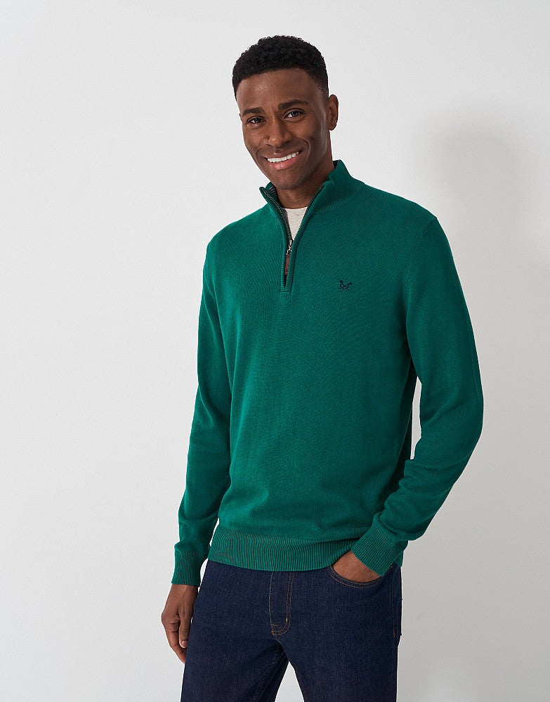 Cotton Half Zip Jumper in Teal