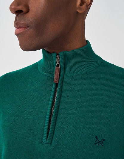 Cotton Half Zip Jumper in Teal