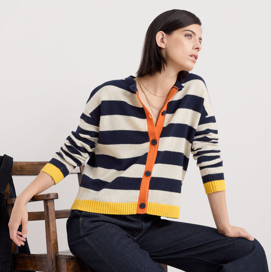 Pinwell Striped Cardigan Bright Shape Maritime Mix