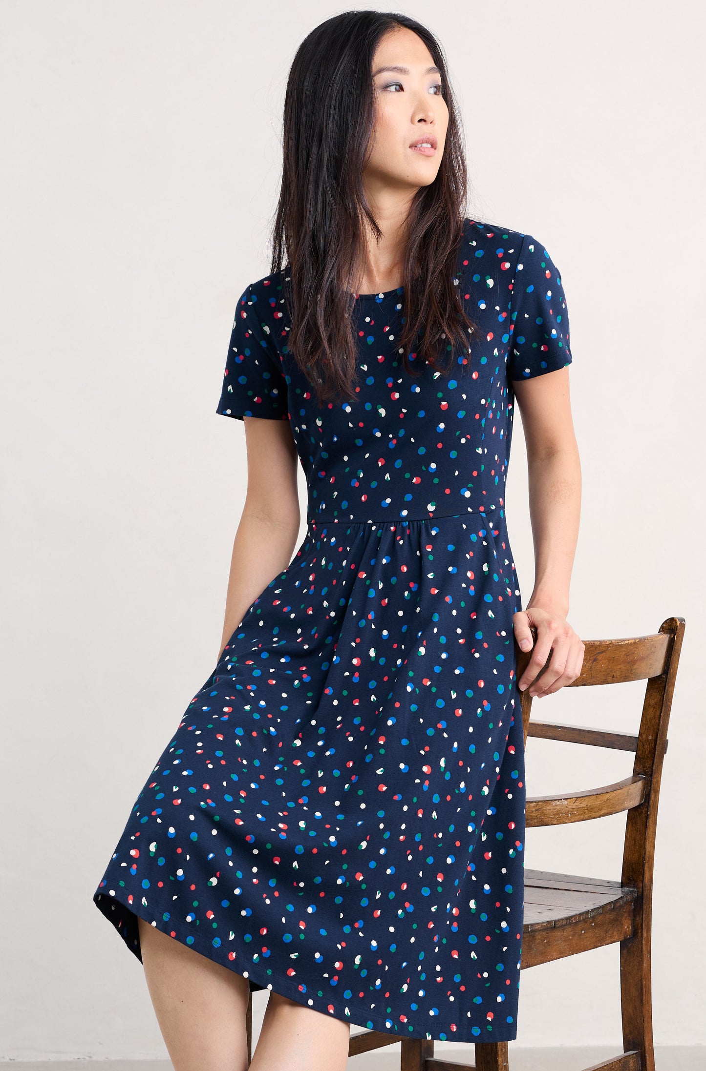 April Short Sleeve Dress  Abstract Spot Mix