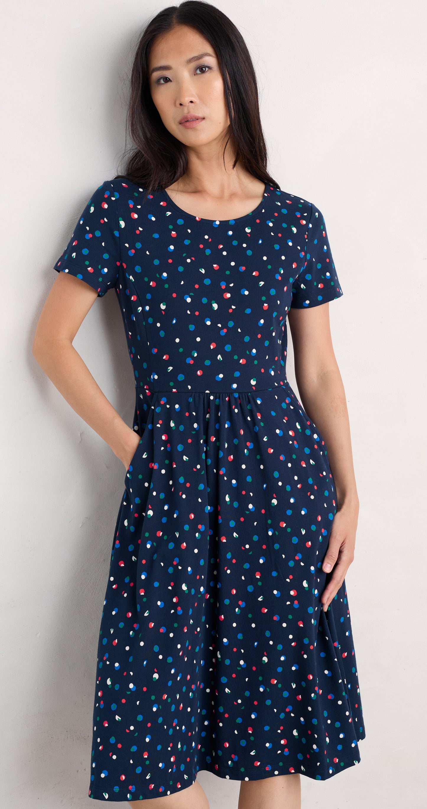 April Short Sleeve Dress  Abstract Spot Mix