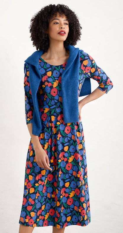 Veronica Midi Dress Zennor Blooms Maritime Mix  Zennor Blooms Maritime Mix