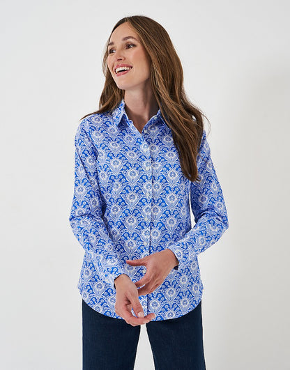 Lulworth Floral Long Sleeve Classic Fit Shirt in Blue