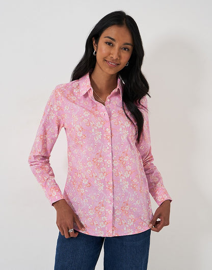 Lulworth Tailored Cotton Shirt in Pink Floral