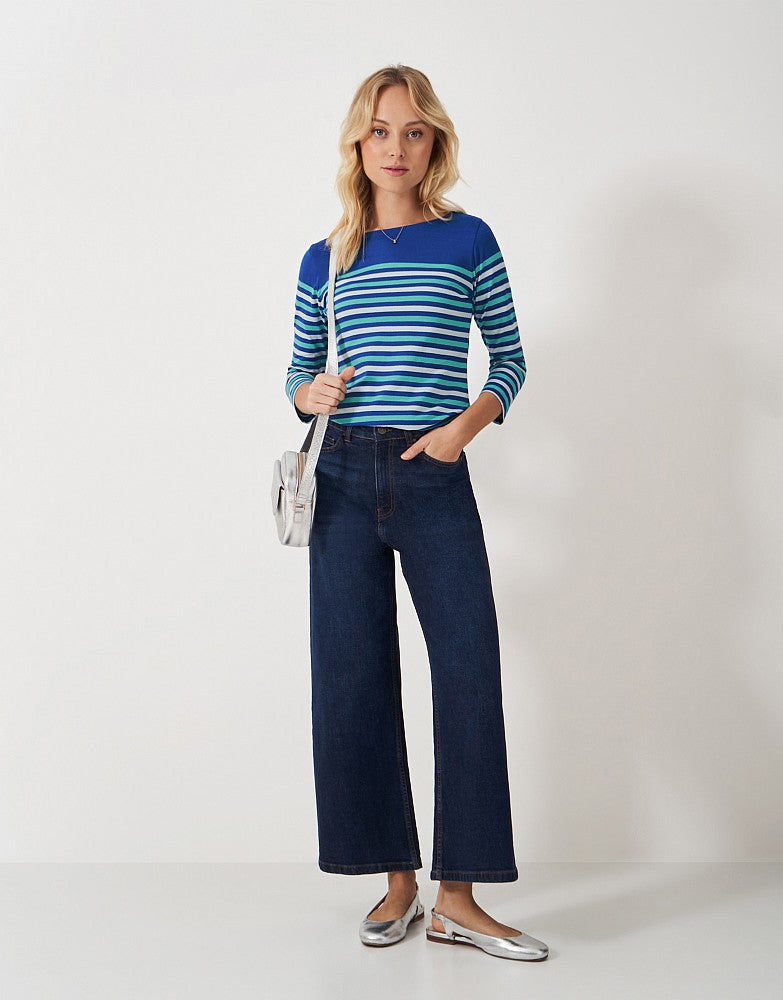 Essential Breton Top in Blue and Green Stripes