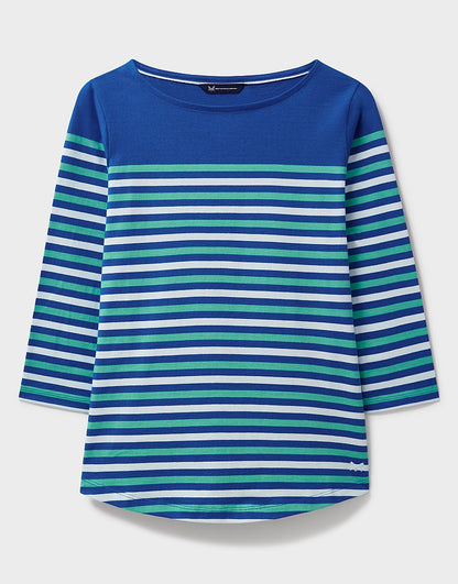 Essential Breton Top in Blue and Green Stripes