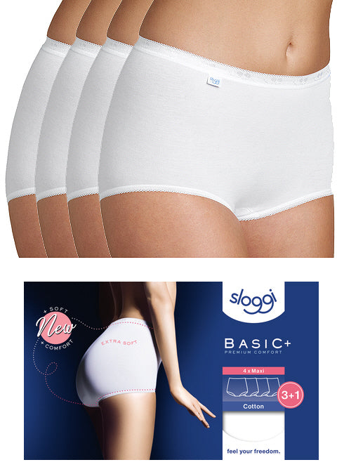 Sloggi Basic Maxi 3+1 Pack (Available in White, Black & Skin)